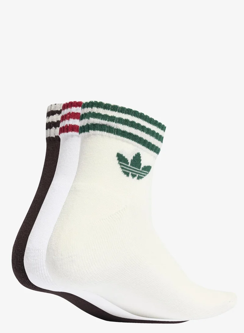 اديداس اوريجينالز ٣ أزواج من جوارب 3-Stripes Ankle